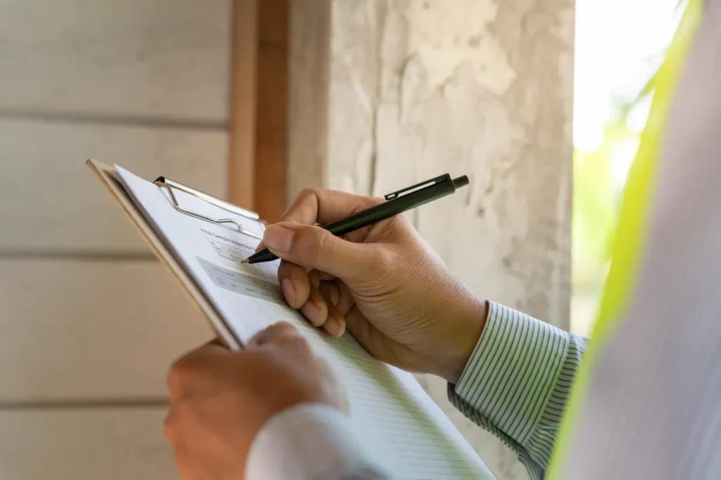 King Locksmith Door security auditor writing a report