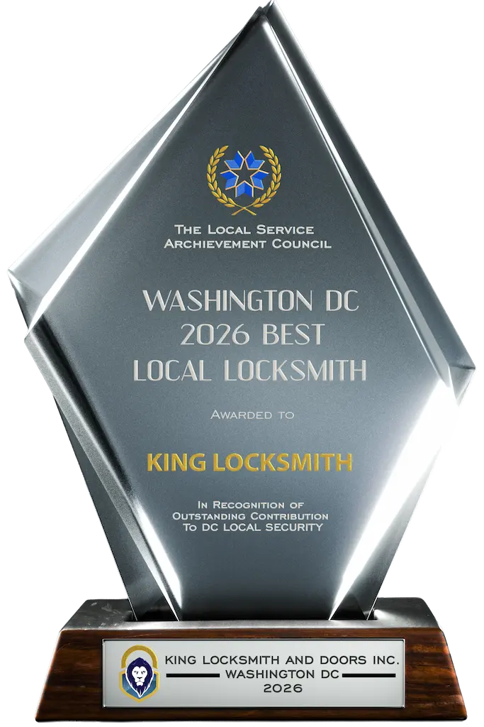 2026 Best Local Locksmith award plaque presented to King Locksmith in Washington DC